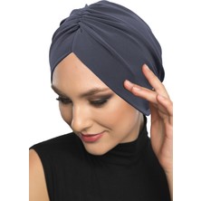 ELYSIANfidan Büzme Çift Taraflı Koyu Gri Hazır Türban Tesettür Havuz Bonesi