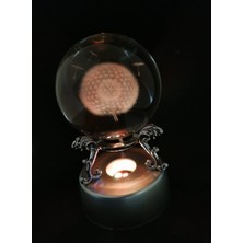 Mobgift Karahindiba Kristal Cam Küre Işıklı ve Standlı (Gümüş)