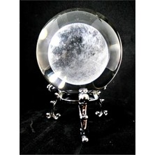 Mobgift Dolunay Kristal Cam Küre Standlı (Gümüş)