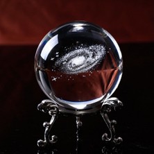 Mobgift Samanyolu Galaksi Kristal Cam Küre Standlı (Gümüş)