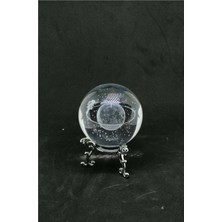 Mobgift Satürn Kızlı Kristal Cam Küre Standlı (Gümüş)