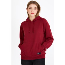 Mmetalic Kadın Bej Kapüşonlu Basic Örme Sweatshirt