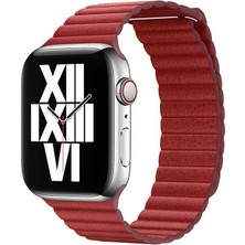 Nezih Case Apple Watch Seri 2/3/4/5/6/se 38MM Uyumlu Deri Lop Kordon Kırmızı