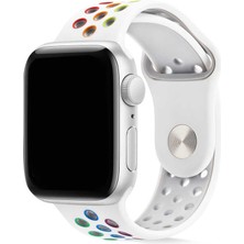 Nezih Case Apple Watch Seri 2/3/4/5/6/se 38MM Uyumlu Silikon Kordon Beyaz Pride S-M