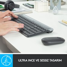 Logitech MK470 Kablosuz İnce Türkçe Klavye Mouse Seti - Siyah