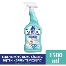 Sholk Evcil Hayvan Leke ve Koku Giderici Hijyenik Sprey 750ML X2 Adet (1,5 L)