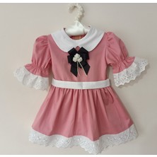 Moms And Babies Kız Bebek-Çocuk Vintage Pembe Fistolu Elbise