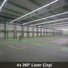 Kobb KBL35GTP Profesyonel Li-Ion Şarjlı 4X360⁰ Otomatik Hizalamalı Yeşil Çapraz Çizgi Lazer Distomat + Uzaktan Kumanda + Tripod