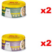 Me-O Ton Balıklı-Sebzeli ve Ton Balıklı-Tavuklu Kedi Yaş Mama Konserve 2x2