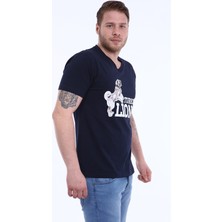 Turkish Lion Şahlanan Kangal Baskı V Yaka T-Shirt