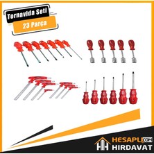 Hesaplı Hırdavat 23 Parça Yıldız Düz Tornavida + Tork Tornavida + Lokma Takımı + T Alyan Tornavida Seti