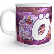 Rock'n Fox Ö Harfi Otantik Fil Renkli Desenli Harfli Kupa Bardak