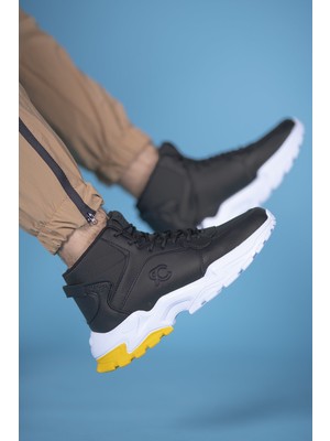 Riccon Siyah Beyaz Sarı Sneaker Bot 0012108