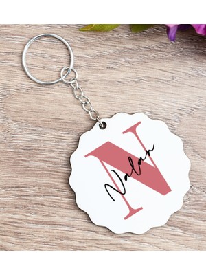 Hediye Dükkanı Kişiye Özel Baş Harfli Üzeri Isim Yazılı Ahşap Anahtarlık