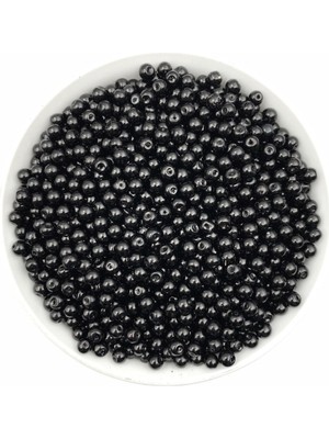 Hedef Bijuteri 50 gr 5mm Siyah  Cam Inci Boncuk ,takı Yapım Boncuğu (50GR,~300 Adet)