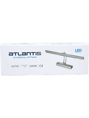 Atlantis Aral LED 7 Watt Anahtarlı Çift Sıra Ledli  Krom Kasa 40 cm Duvar, Banyo, Resim ve Tablo Apliği