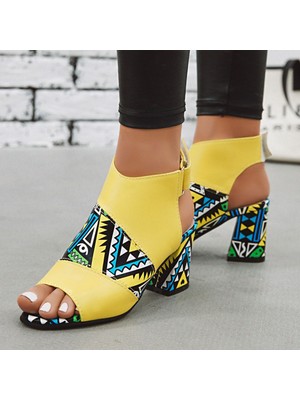 Sheng Store Kadın Orta Topuk Sandalet Ayakkabı (Yurt Dışından)