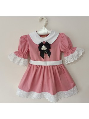 Momsandbabies Kız Bebek-Çocuk Vintage Pembe Fistolu Elbise