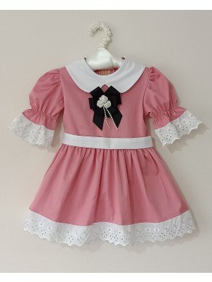 Momsandbabies Kız Bebek-Çocuk Vintage Pembe Fistolu Elbise