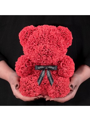 Çiçek misin Teddy Rose Bear Güllü Ayıcık Kırmızı 23X18 cm