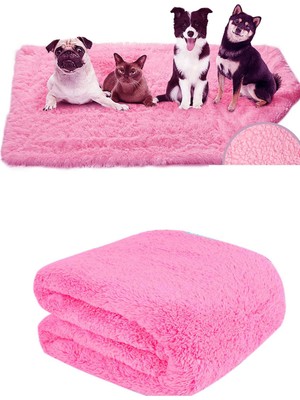 Bundera Peluş Pembe Kedi-Köpek Yatağı Battaniyesi Evcil Kedi Minderi Yuvası Evi Örtüsü 60X90 cm