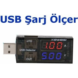 USB Akım Ölçer Çift USB Çıkışlı Voltmetre Ampermetre Ölçüm Aleti