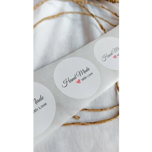 Çikoleyt Design Yapışkanlı Etiket  Handmade With Love 4 cm 50 Adet