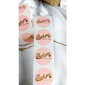 Çikoleyt Design Yapışkanlı Etiket  Thank You For Your Order Pembe Italic 2,5 cm 50 Adet