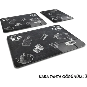 3'lü Takım Kara Tahta Görünümlü | Cam Kesme Tahtası - Cam Kesme Tablası