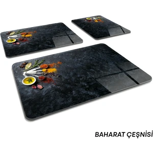 3'lü Takım Baharat Çeşnisi | Cam Kesme Tahtası - Cam Kesme Tablası