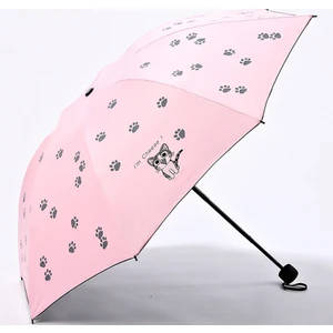 Pati Desenli Mini Katlanır Şemsiye - Pembe (Yurt Dışından)