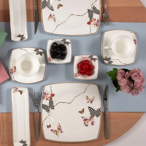 Fine Pearl Unique 26 Parça 6 Kişilik Kare İnci Kahvaltı/Servis Takımı