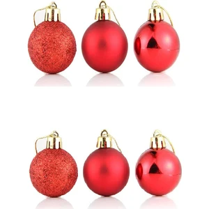 Funworld Yılbaşı Yeni Yıl Süsü Çam Ağacı Süs Top 3,5 cm 6'lı Kırmızı