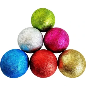 Funworld Yılbaşı Yeni Yıl Süsü Çam Ağacı Süs Top Simli 3,5 cm 6'lı