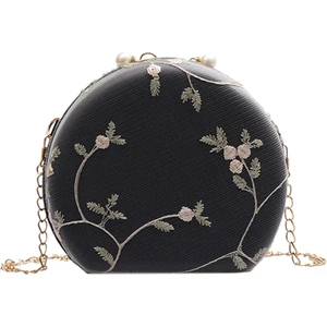 Hong Store Kadın Çiçek İşlemeli Abiye Çanta - Siyah (Yurt Dışından)
