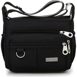 Kadın Modası Düz ​​renk Fermuar Su Geçirmez Naylon Omuz Çantası Crossbody Çanta (Yurt Dışından)