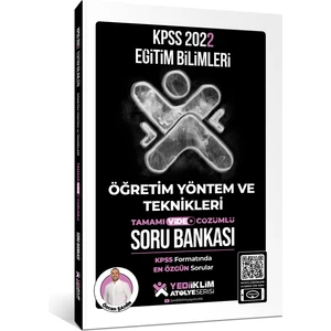 Yediiklim Yayınları Yayınları  2022 KPSS Eğitim Bilimleri Atölye Serisi Öğretim Yöntem ve Teknikleri Tamamı Video Çözümlü Soru Bankası
