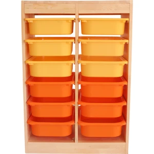 Wood & Joy Doğal Ahşap Çok Amaçlı Oyuncak Dolabı 12 Gözlü Oyuncak Saklama Dolabı