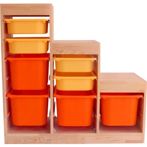 Wood & Joy Doğal Ahşap Çok Amaçlı Oyuncak Dolabı 8 Gözlü Oyuncak Saklama Dolabı