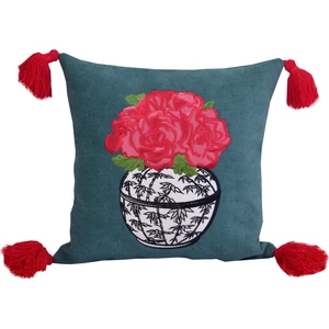 Ge Living Bleu Blanc Vazo Işlemeli Mavi Yastık Kılıfı