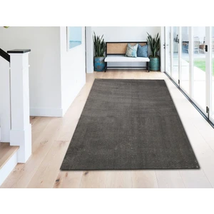 Koyu Gri Renk Yumuşak Dokulu Kaymaz Taban Peluş Halı-Yolluk