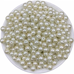 Hedef Bijuteri 50 gr 8mm Krem Cam Inci Boncuk ,takı Yapım Boncuğu (50GR,~70 Adet )