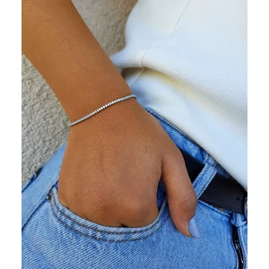 Agora Silver 925 Ayar Gümüş Beyaz Taşlı Su Yolu Bileklik