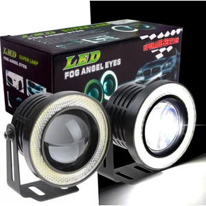 Universal Mercekli Angel LED Halkalı Beyaz Sis Farı Metal Gövde 76MM