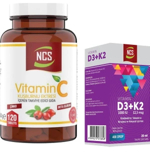 Vitamin C Kuşburnu 120 Tablet & Vitamin D3 K2 Damla