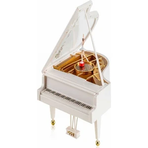 Kuyruklu Piyano/Grand Piano Kurmalı Müzik Kutusu (Beyaz)