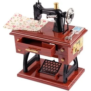 Dikiş Makinesi Kurmalı Müzik Kutusu (Kahverengi)