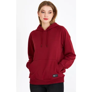 Kadın Bej Kapüşonlu Basic Örme Sweatshirt