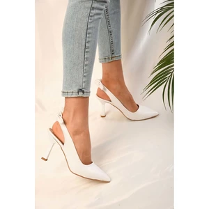 Kadin Beyaz Cilt Arkasi Açik Topuklu Stiletto