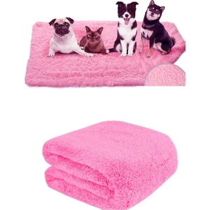 Peluş Pembe Kedi-Köpek Yatağı Battaniyesi Evcil Kedi Minderi Yuvası Evi Örtüsü 60X90 cm